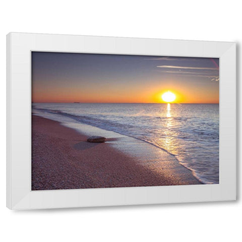 Tranquil beach at dusk White Modern Wood Framed Art Print by Frank, Assaf