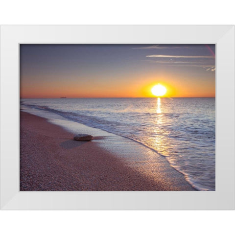 Tranquil beach at dusk White Modern Wood Framed Art Print by Frank, Assaf