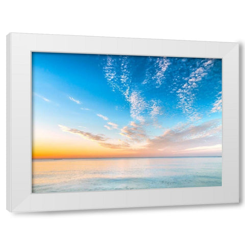 Calm beach at dusk White Modern Wood Framed Art Print by Frank, Assaf