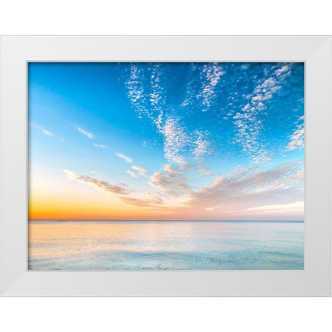 Calm beach at dusk White Modern Wood Framed Art Print by Frank, Assaf