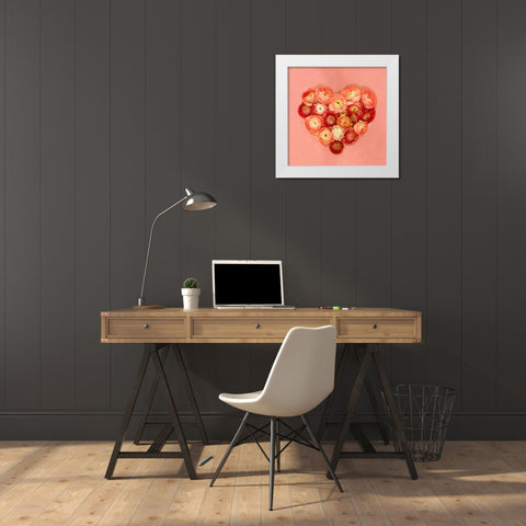 Heart made of flowers White Modern Wood Framed Art Print by Frank, Assaf