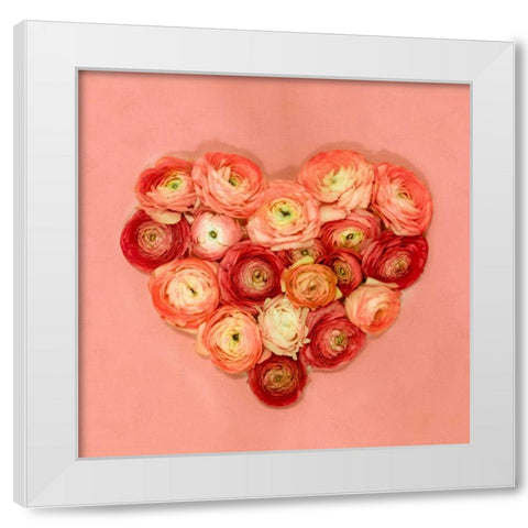Heart made of flowers White Modern Wood Framed Art Print by Frank, Assaf