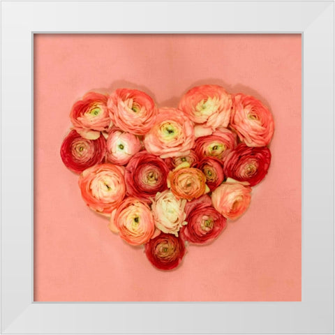 Heart made of flowers White Modern Wood Framed Art Print by Frank, Assaf
