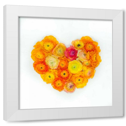 Heart made of flowers White Modern Wood Framed Art Print by Frank, Assaf