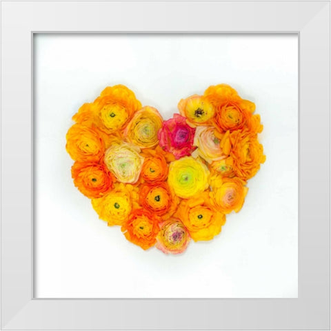 Heart made of flowers White Modern Wood Framed Art Print by Frank, Assaf