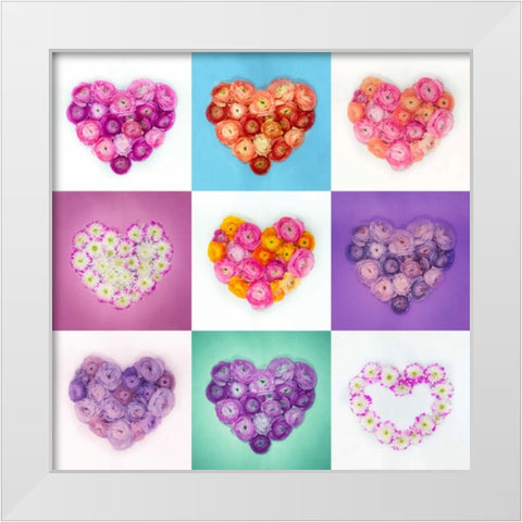 Heart made of flowers White Modern Wood Framed Art Print by Frank, Assaf