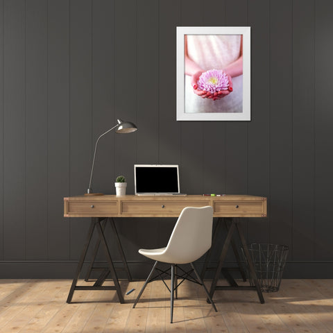 Female hands holding a flower White Modern Wood Framed Art Print by Frank, Assaf