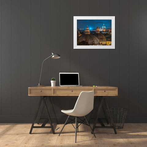 Vatican city with St. Peters Basilica, Rome, Italy White Modern Wood Framed Art Print by Frank, Assaf
