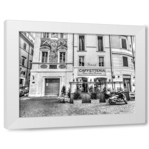 Cafeteria in Rome White Modern Wood Framed Art Print by Frank, Assaf