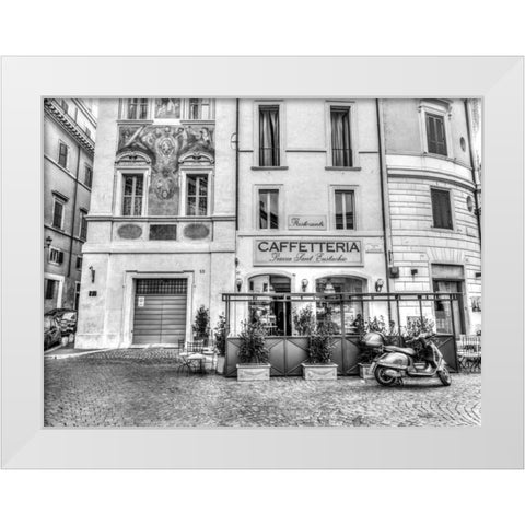 Cafeteria in Rome White Modern Wood Framed Art Print by Frank, Assaf