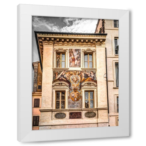 Architectural Feature of old building in Rome White Modern Wood Framed Art Print by Frank, Assaf
