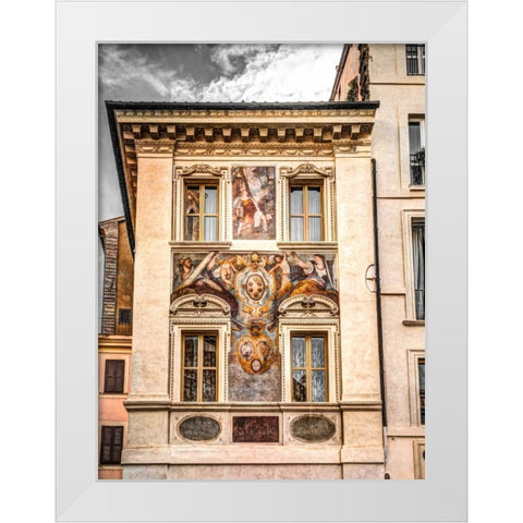 Architectural Feature of old building in Rome White Modern Wood Framed Art Print by Frank, Assaf
