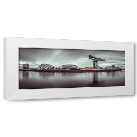 View along the river Clyde, Glasgow White Modern Wood Framed Art Print by Frank, Assaf
