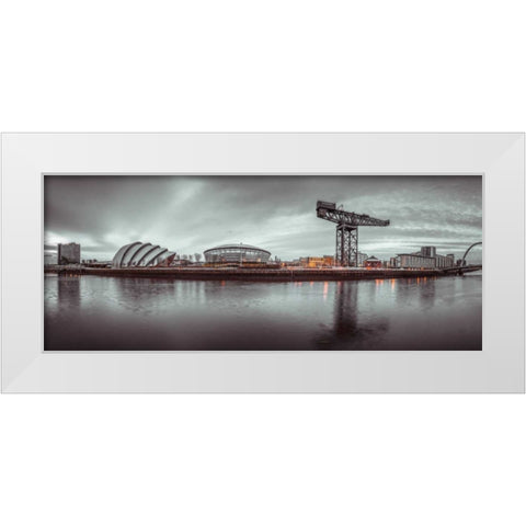 View along the river Clyde, Glasgow White Modern Wood Framed Art Print by Frank, Assaf