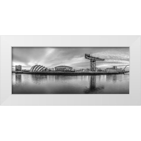 View along the river Clyde, Glasgow, FTBR-1805 White Modern Wood Framed Art Print by Frank, Assaf