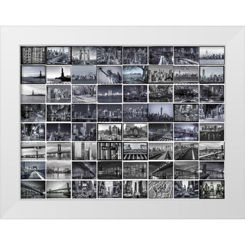 Collage of New York city White Modern Wood Framed Art Print by Frank, Assaf
