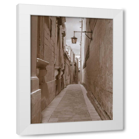 Narrow street in town of Mdina, Malta White Modern Wood Framed Art Print by Frank, Assaf