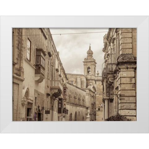 Old buildings in Mdina, Malta White Modern Wood Framed Art Print by Frank, Assaf