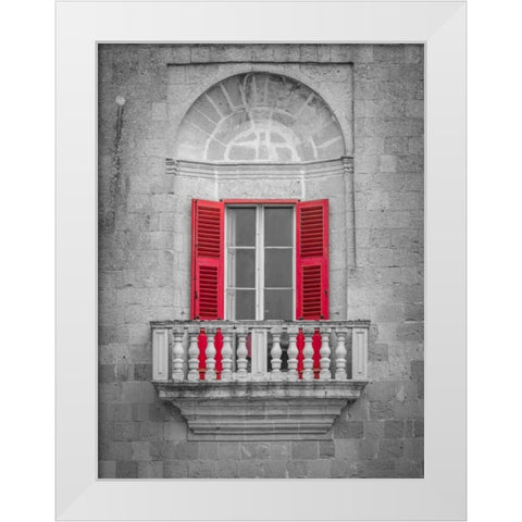 Traditional Maltese balcony, Mdina, Malta White Modern Wood Framed Art Print by Frank, Assaf