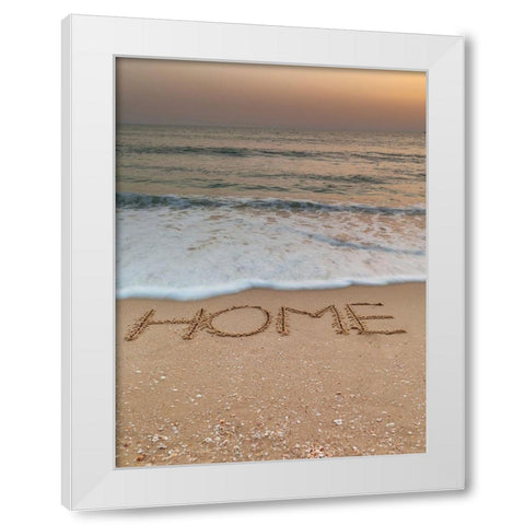 Sand writing - Word Home written on beach White Modern Wood Framed Art Print by Frank, Assaf