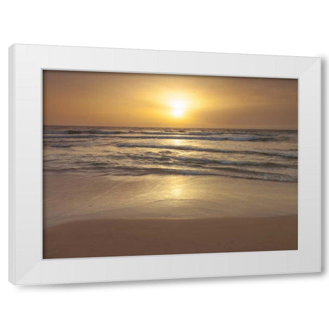 Sunset on the beach White Modern Wood Framed Art Print by Frank, Assaf