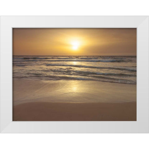 Sunset on the beach White Modern Wood Framed Art Print by Frank, Assaf
