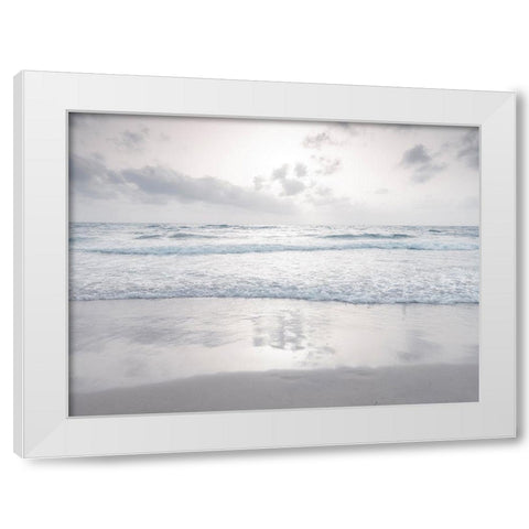 Tranquil beach with cloudscape White Modern Wood Framed Art Print by Frank, Assaf