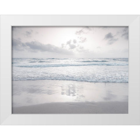 Tranquil beach with cloudscape White Modern Wood Framed Art Print by Frank, Assaf