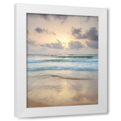 Tranquil beach with cloudscapes White Modern Wood Framed Art Print by Frank, Assaf
