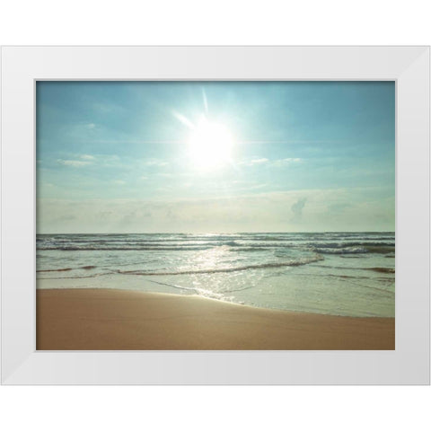 Beautiful beach on a bright sunny day White Modern Wood Framed Art Print by Frank, Assaf