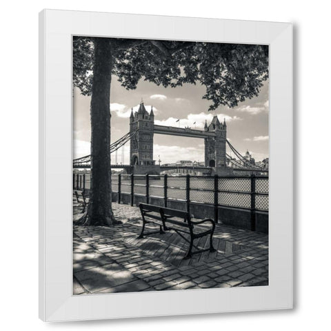 Thames promenade with Tower bridge in background, London, UK White Modern Wood Framed Art Print by Frank, Assaf