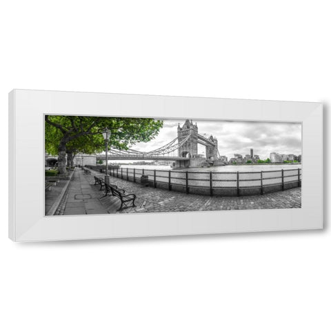 Thames promenade with Tower bridge in background, London, UK White Modern Wood Framed Art Print by Frank, Assaf