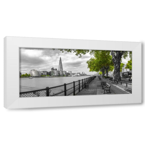 Thames promenade with The Shard in background, London, UK White Modern Wood Framed Art Print by Frank, Assaf