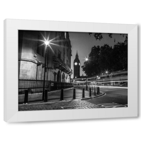 View of Big Ben from street, London, UK White Modern Wood Framed Art Print by Frank, Assaf