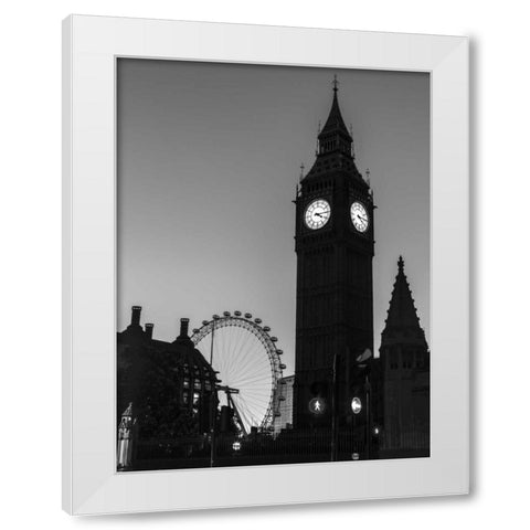 View of Big Ben from street, London, UK White Modern Wood Framed Art Print by Frank, Assaf