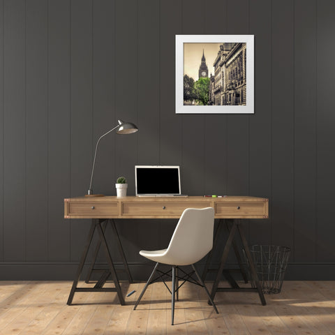 View of Big Ben from Trafalgar Square, London, UK White Modern Wood Framed Art Print by Frank, Assaf