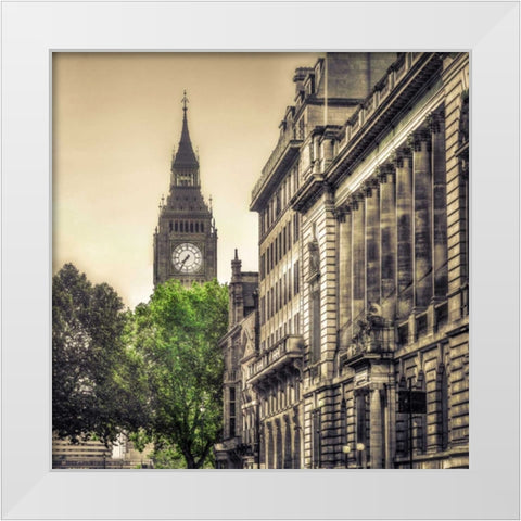 View of Big Ben from Trafalgar Square, London, UK White Modern Wood Framed Art Print by Frank, Assaf