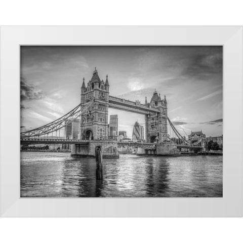 Famous Tower Bridge over River Thames, London, UK White Modern Wood Framed Art Print by Frank, Assaf