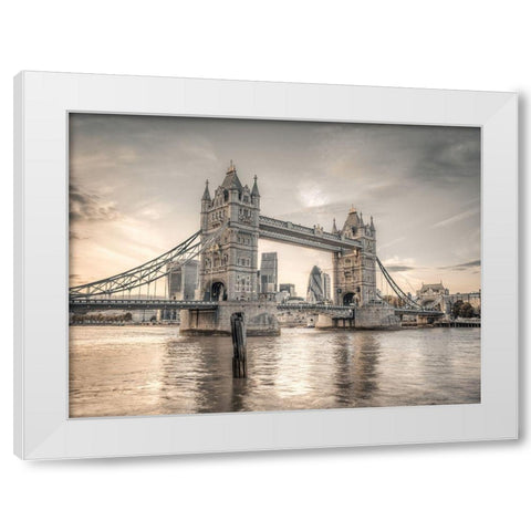 Tower Bridge over River Thames-London White Modern Wood Framed Art Print by Frank, Assaf