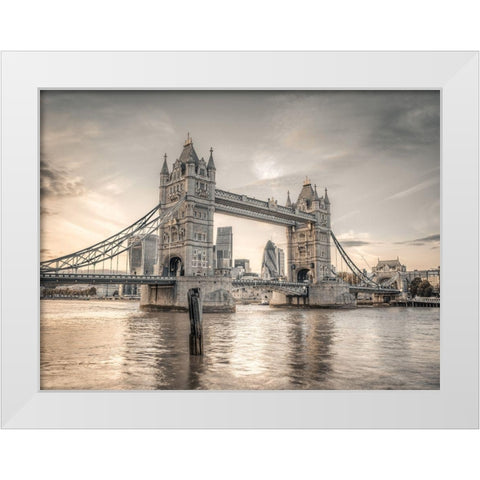Tower Bridge over River Thames-London White Modern Wood Framed Art Print by Frank, Assaf
