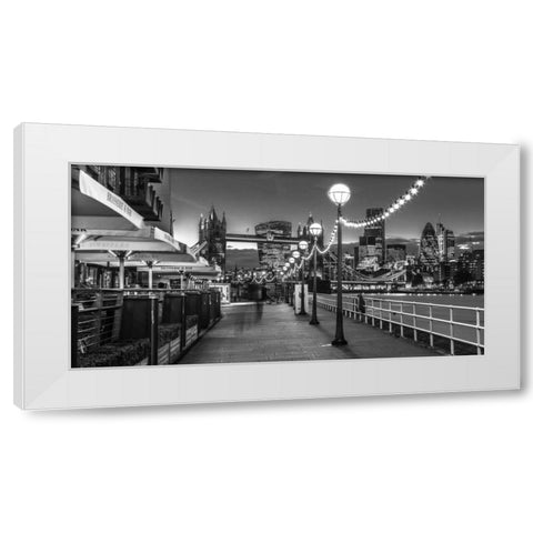 London Riverside Promenade with Tower bridge White Modern Wood Framed Art Print by Frank, Assaf