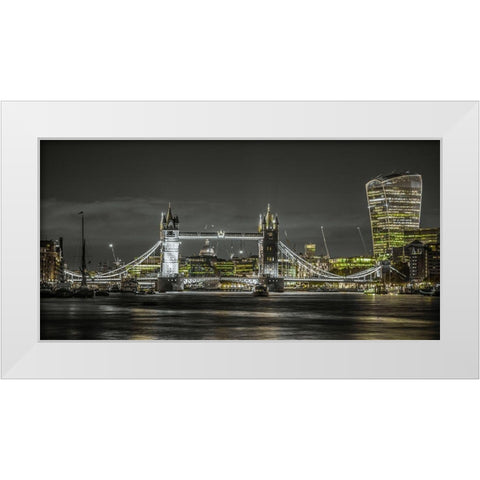 Famous Tower Bridge over River Thames, London, UK, FTBR-1908 White Modern Wood Framed Art Print by Frank, Assaf