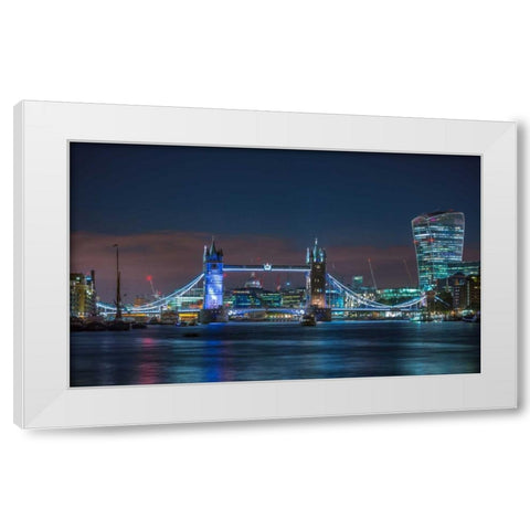 Famous Tower Bridge over River Thames, London, UK White Modern Wood Framed Art Print by Frank, Assaf