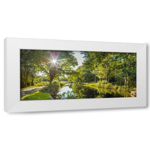 Basingstoke canal in countryside, UK White Modern Wood Framed Art Print by Frank, Assaf