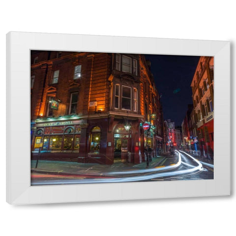 London city street in evening White Modern Wood Framed Art Print by Frank, Assaf
