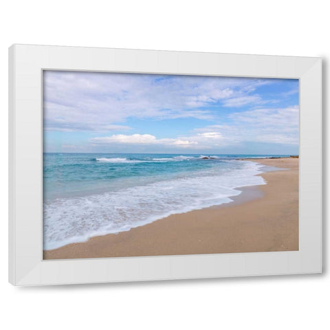 Beautiful tropical beach White Modern Wood Framed Art Print by Frank, Assaf