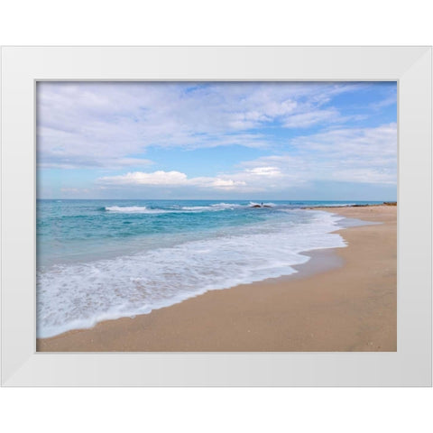Beautiful tropical beach White Modern Wood Framed Art Print by Frank, Assaf