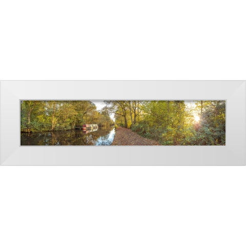 Small canal through forest White Modern Wood Framed Art Print by Frank, Assaf