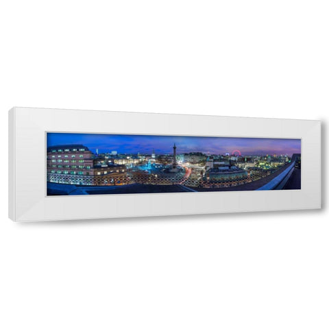 Panoramic view of London city in evening White Modern Wood Framed Art Print by Frank, Assaf