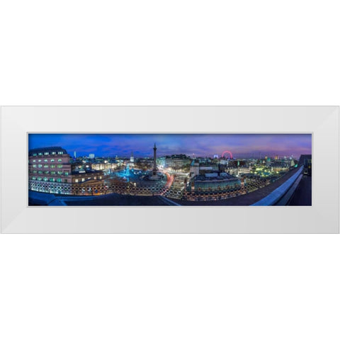 Panoramic view of London city in evening White Modern Wood Framed Art Print by Frank, Assaf